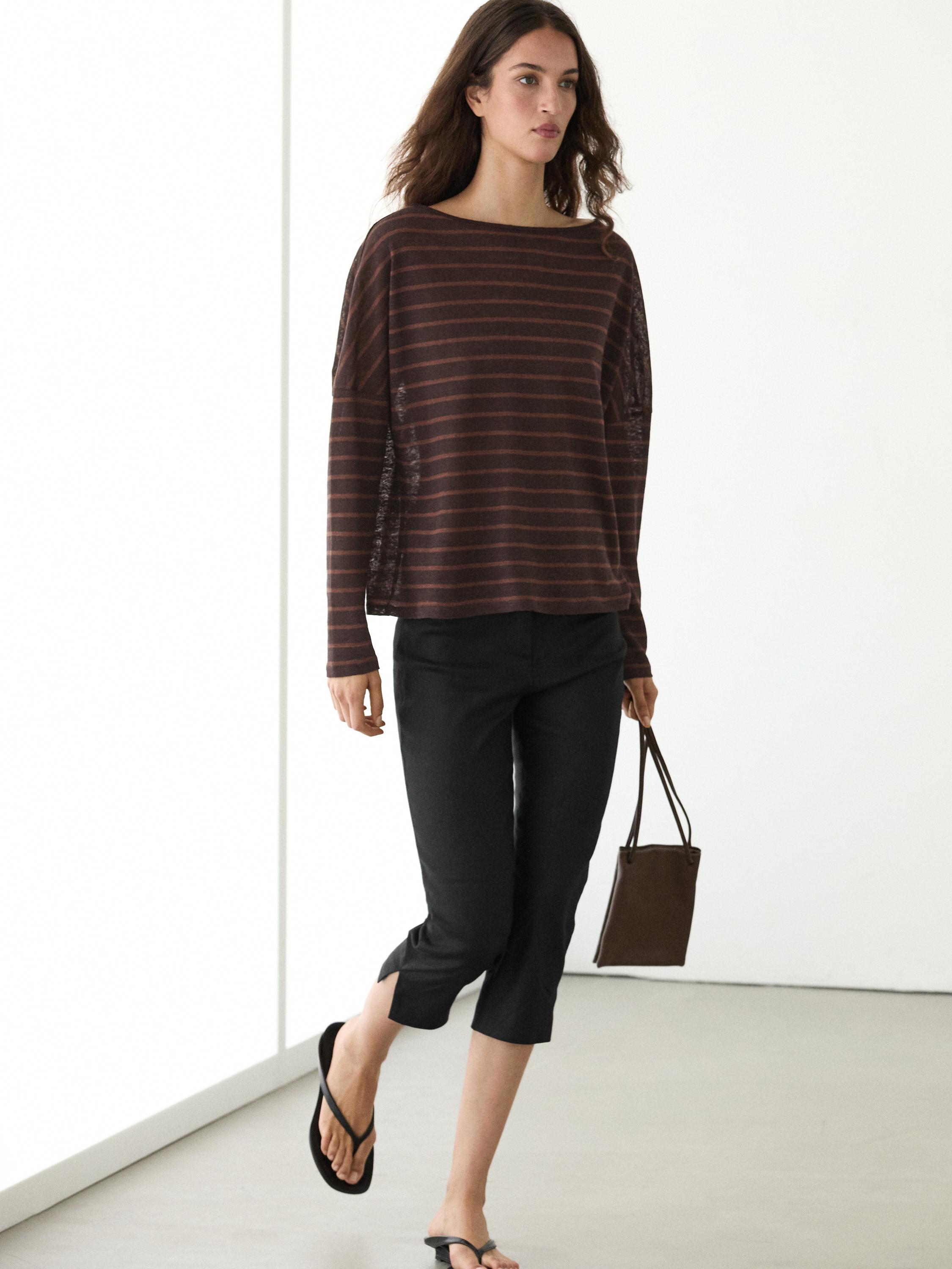 T-shirt en maille rayée lin
